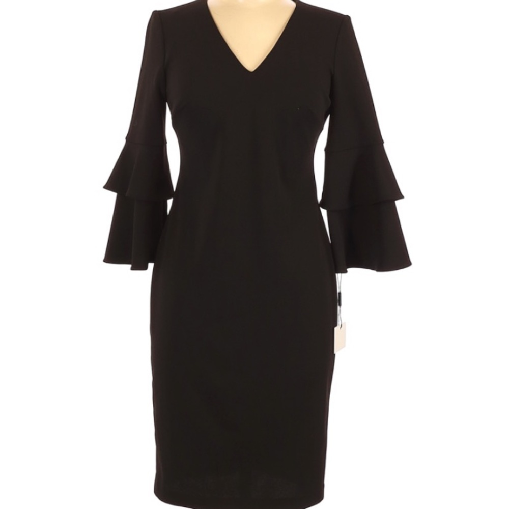 nwt!!! calvin klein // flare sleeve black dress
